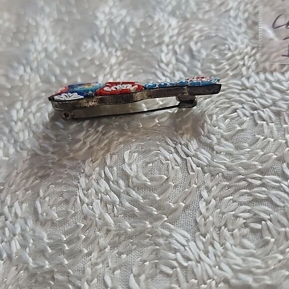 VINTAGE Micromosaic guitar brooch pin Italian Mid Century - Picture 11 of 11